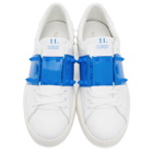 Valentino White and Blue Valentino Garavani Rockstud Untitled Sneakers