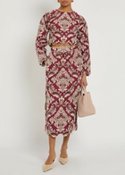 Farm Rio Jacquard Woven Midi Skirt Red