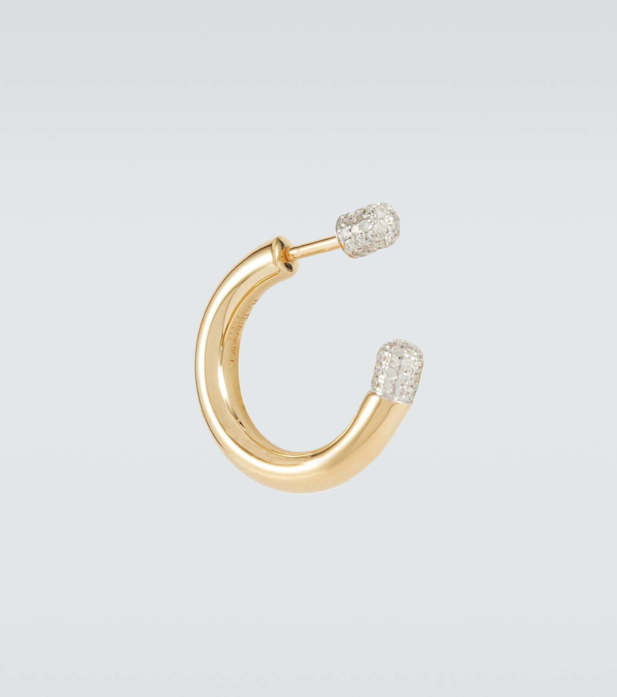 Rainbow K Tube Small 14kt gold single earring with diamonds