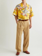GUCCI - Oversized Camp-Collar Printed Cotton-Poplin Shirt - Yellow