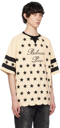 Balmain Beige Stars T-Shirt