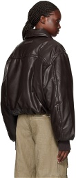 Acne Studios Brown Padded Faux-Leather Bomber Jacket