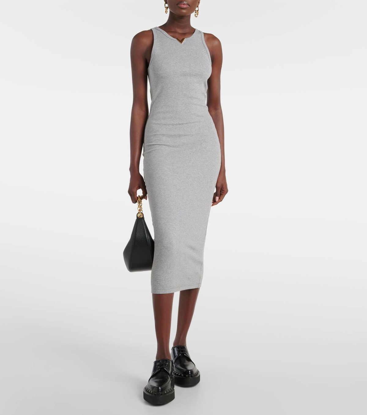 Valentino Cotton-blend jersey midi dress Valentino