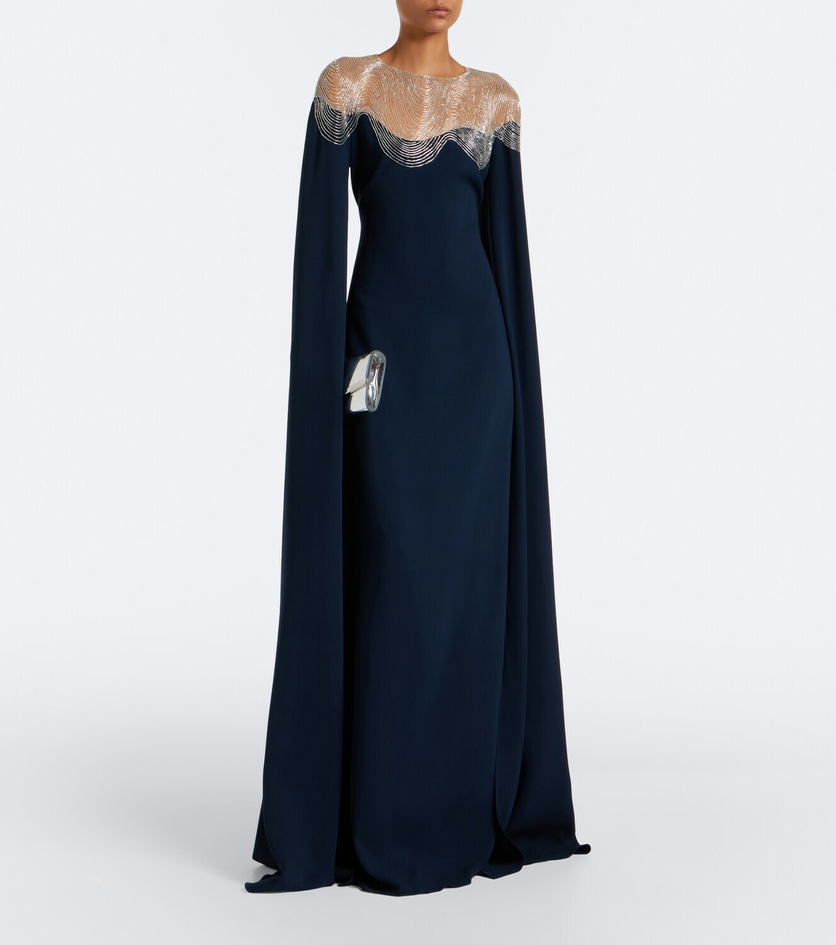 Oscar de la Renta Embellished silk-blend georgette gown