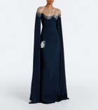 Oscar de la Renta Embellished silk-blend georgette gown