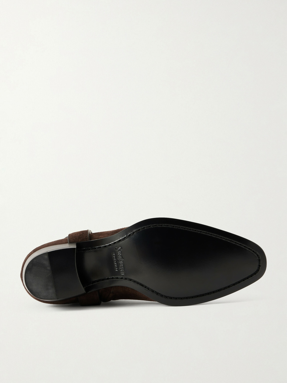 SAINT LAURENT - Wyatt Studded Suede Chelsea Boots - Brown