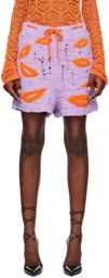 Marco Rambaldi Purple Intarsia Shorts