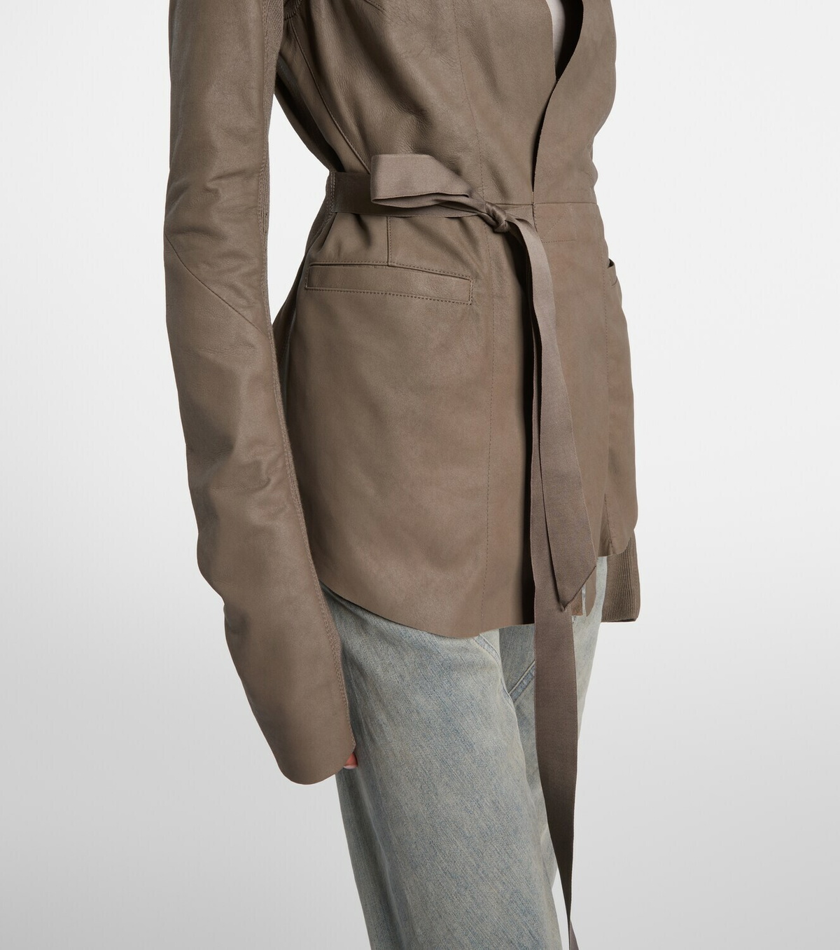 Rick Owens Hollywood virgin wool-trimmed leather blazer