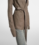 Rick Owens Hollywood virgin wool-trimmed leather blazer