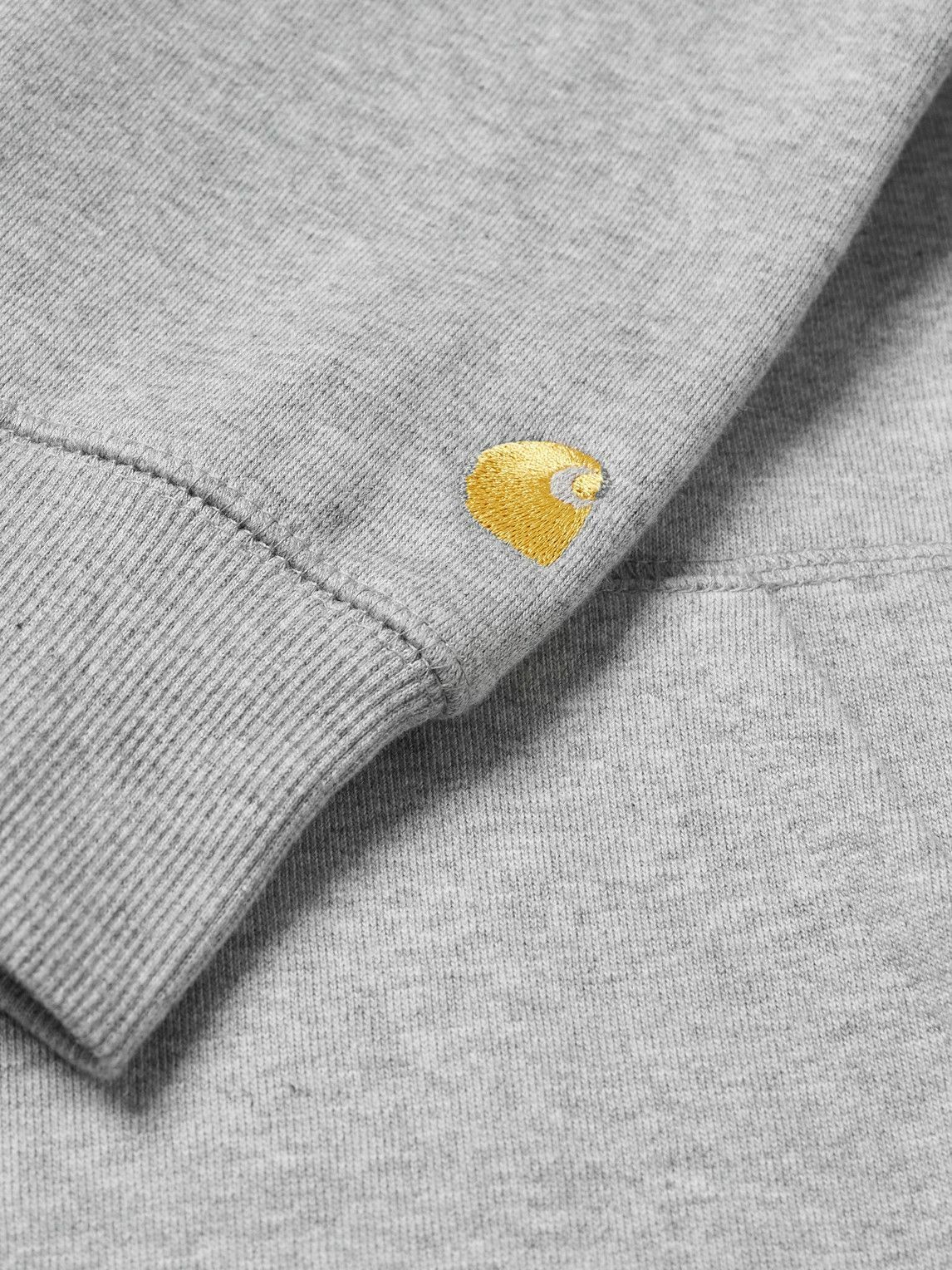 Carhartt WIP - Chase Logo-Embroidered Cotton-Blend Jersey Hoodie - Gray ...