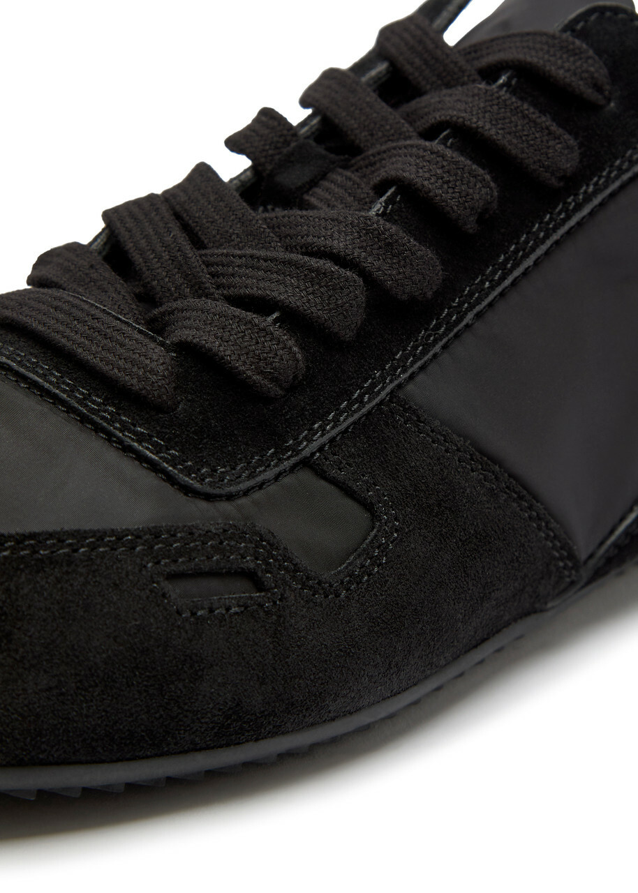 Rick Owens Minimal Panelled Suede and Nylon Sneakers Black