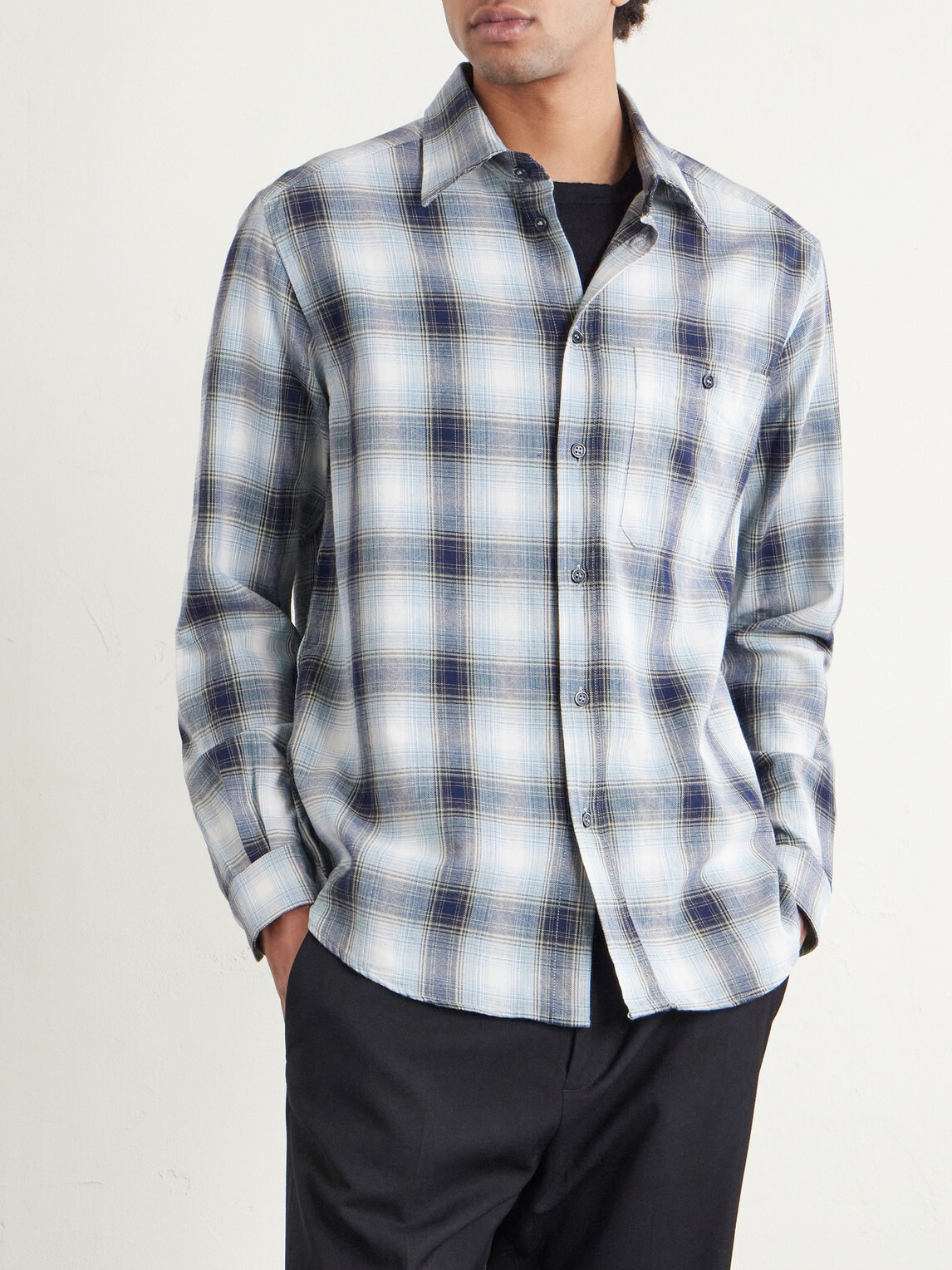 Barena - Checked Cotton-Flannel Shirt - Blue