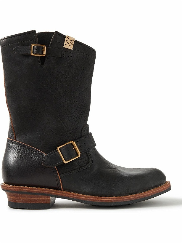Photo: Visvim - T.W.O. Folk Buckled Textured-Leather Boots - Black