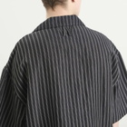 Willy Chavarria Men's Camp Collar Pinstripe Shirt in Black/White Stripe