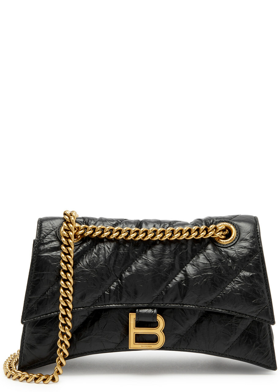 Balenciaga Crush Small Quilted Leather Shoulder bag - Black