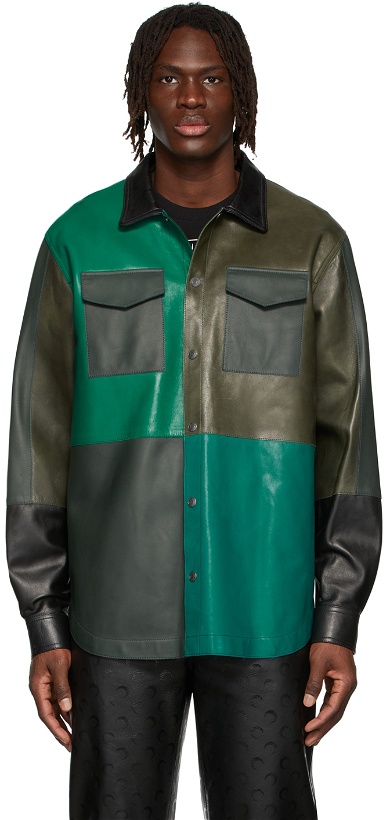 Photo: Marine Serre Green Shades of Green Leather Jacket