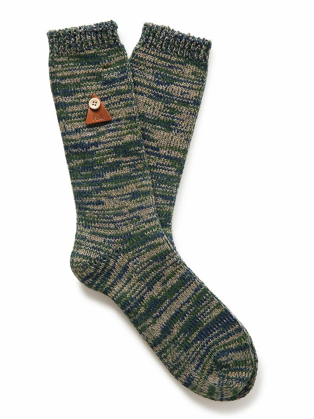 Photo: Folk - Logo-Appliquéd Striped Knitted Socks - Multi
