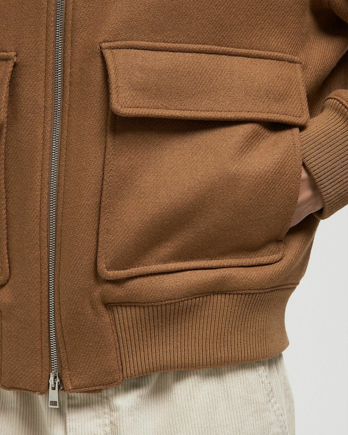 Maison Kitsune SHEARLING COLLAR JACKET Brown Mens Bomber Jacket