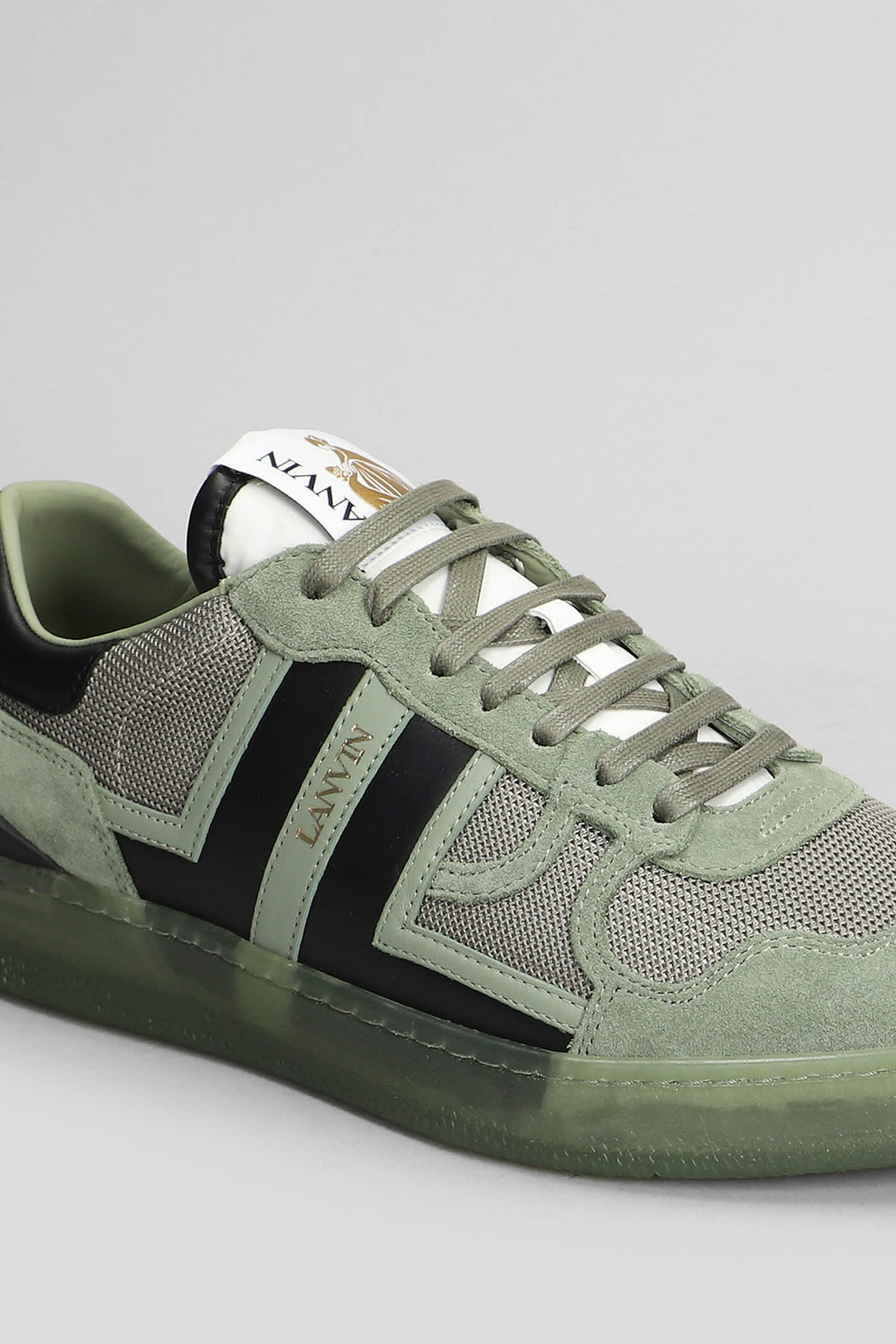 Lanvin Clay Sneakers In Green Suede And Fabric Lanvin