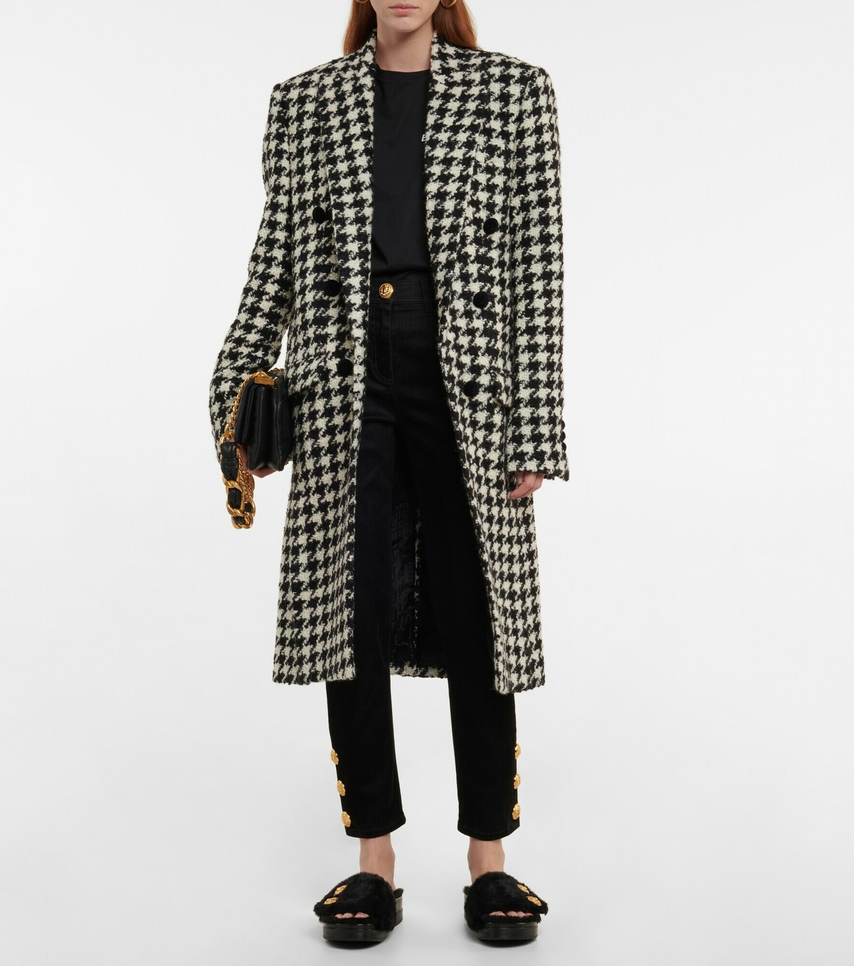 Balmain - Leather and faux fur sandals