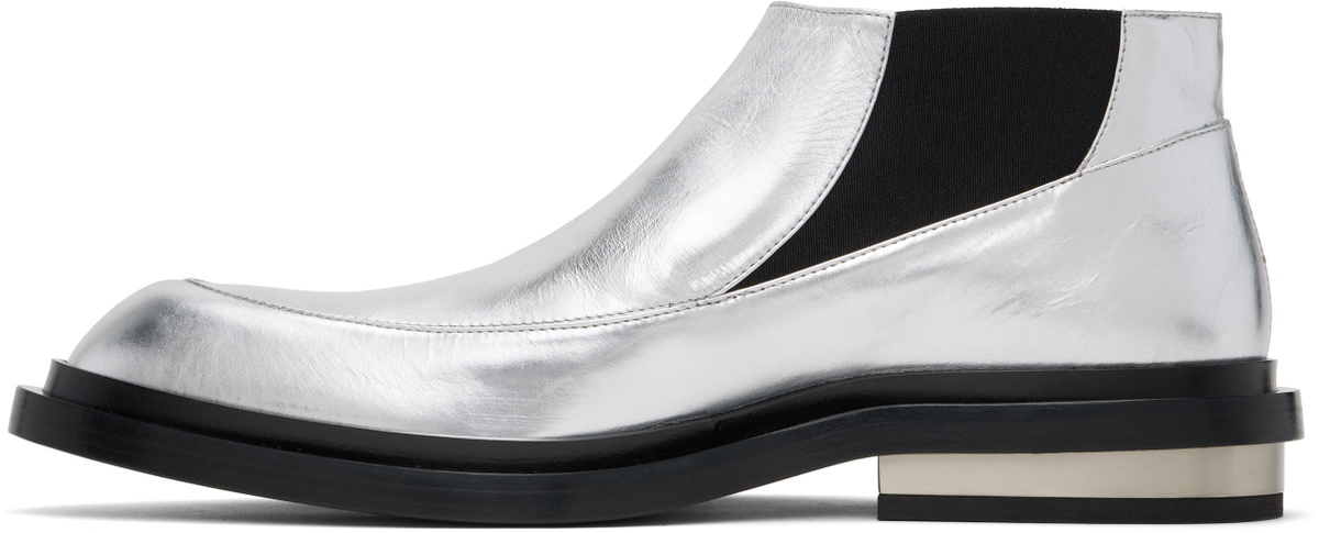 Jil Sander Silver Ankle Chelsea Boots