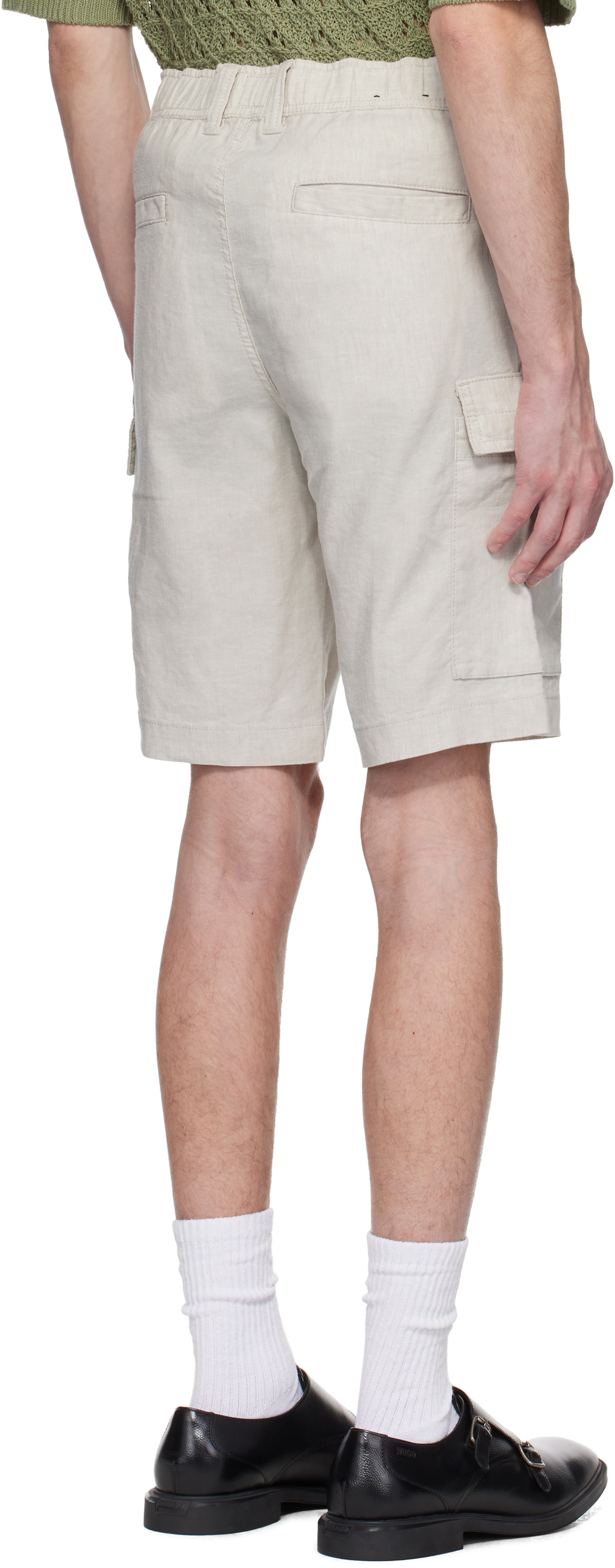 BOSS Beige Drawstring Cargo Shorts