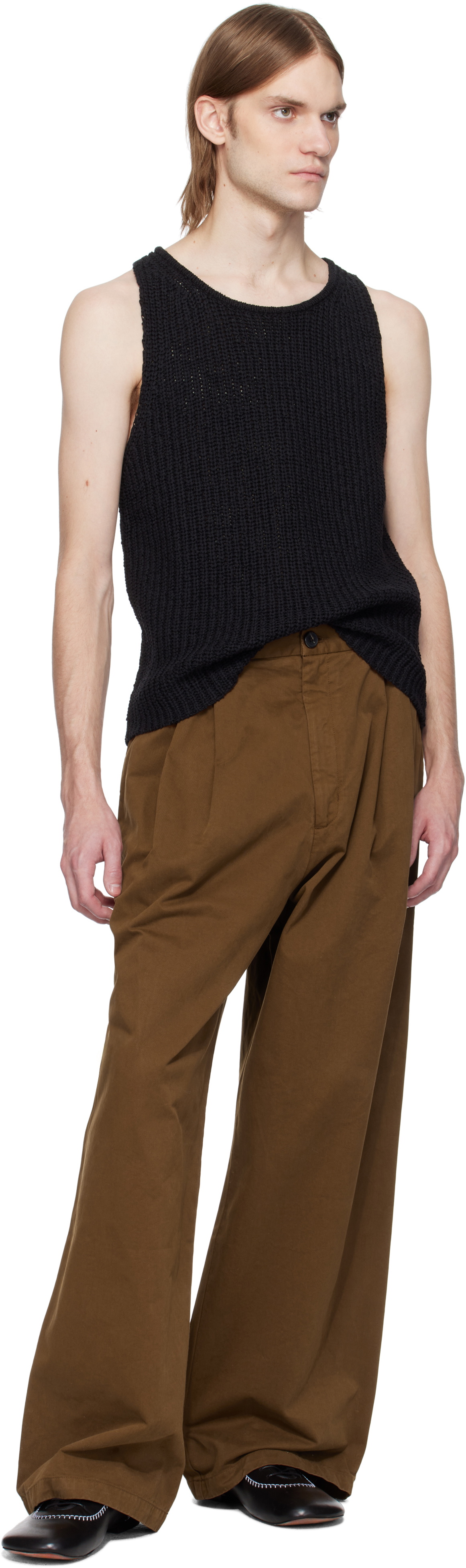 CMMN SWDN Black Eli Tape Knit Tank Top