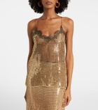 Roberto Cavalli Sequined lace-trimmed top