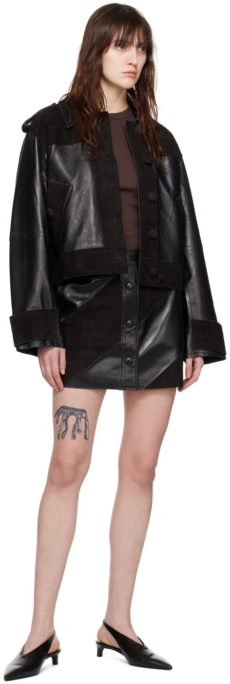 Stand Studio Black Seona Leather Miniskirt