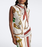 Dorothee Schumacher Cosmic Funghi printed tie-neck silk twill top