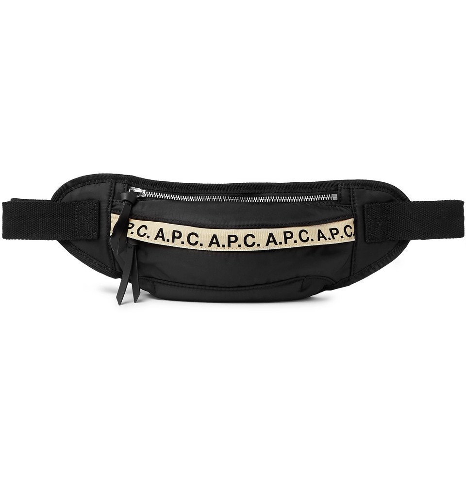 A.P.C. Lucille Canvas Trimmed Logo Print Nylon Belt Bag Black