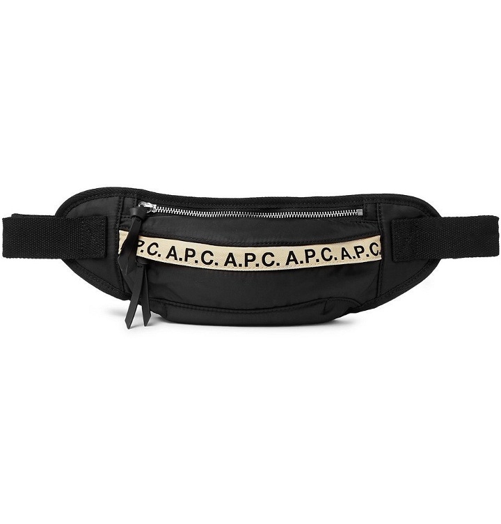 Photo: A.P.C. - Lucille Canvas-Trimmed Logo-Print Nylon Belt Bag - Black