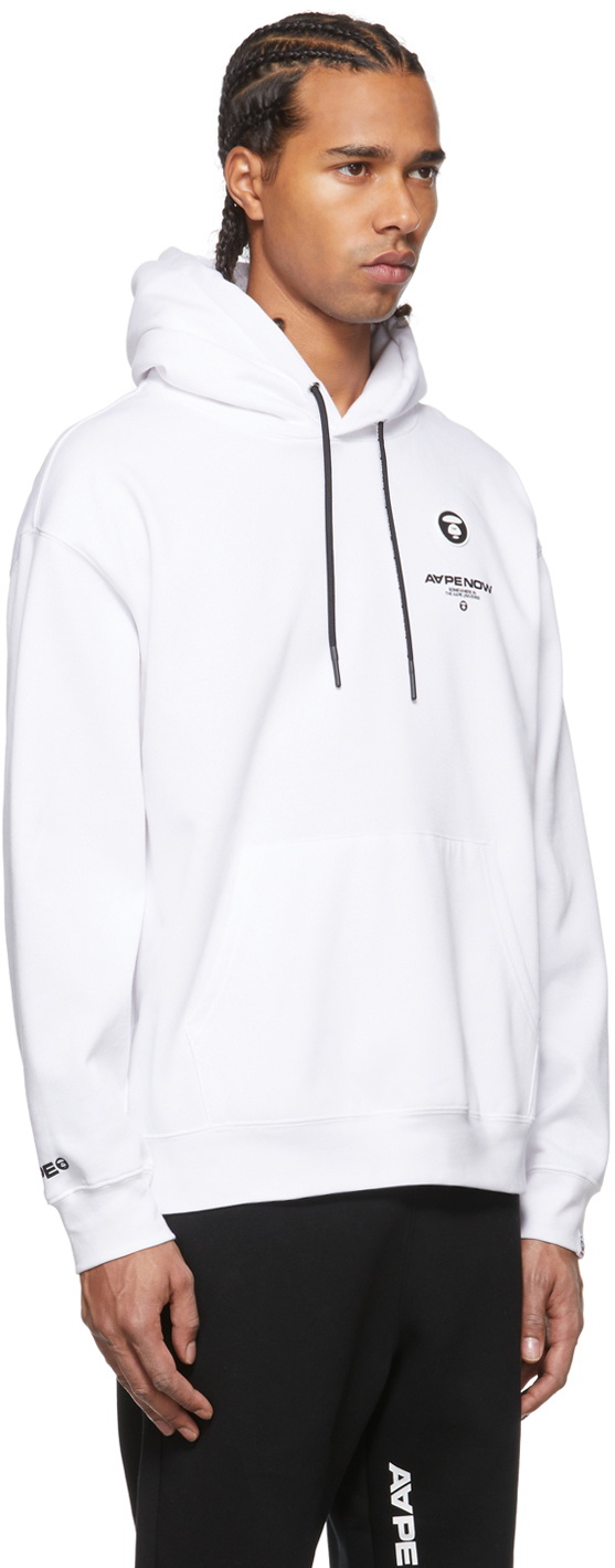 AAPE by A Bathing Ape White Classic Logo Hoodie AAPE by A Bathing Ape