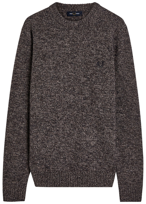 Photo: Fred Perry Logo-embroidered Wool-blend Jumper Navy