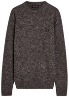 Fred Perry Logo-embroidered Wool-blend Jumper Navy