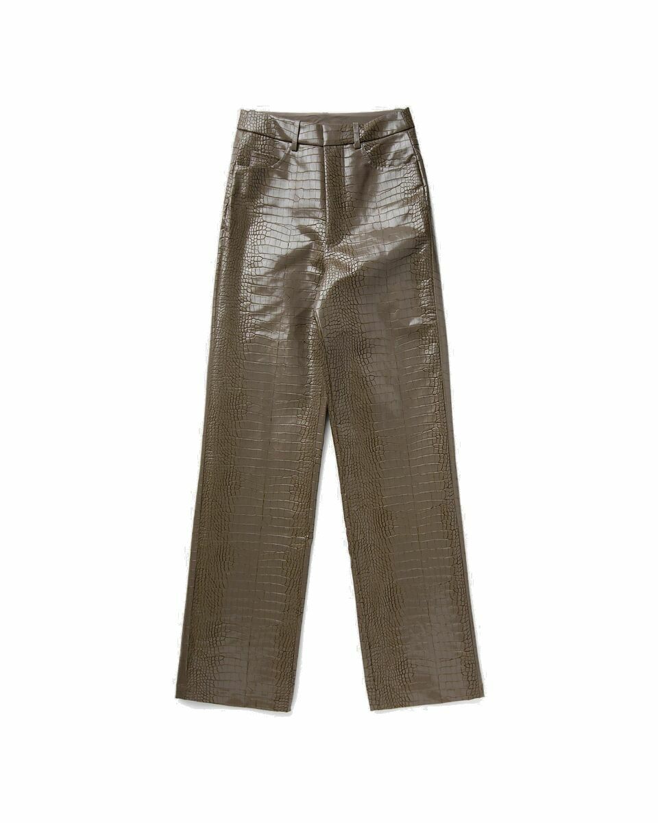 Photo: Rotate Birger Christensen Textured Straight Pants Brown - Womens - Casual Pants