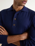 Eleventy - Cotton and Cashmere-Blend Polo Shirt - Blue
