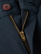 FrizmWORKS - Haworth Tapered Cropped Pleated Cotton-Twill Trousers - Blue