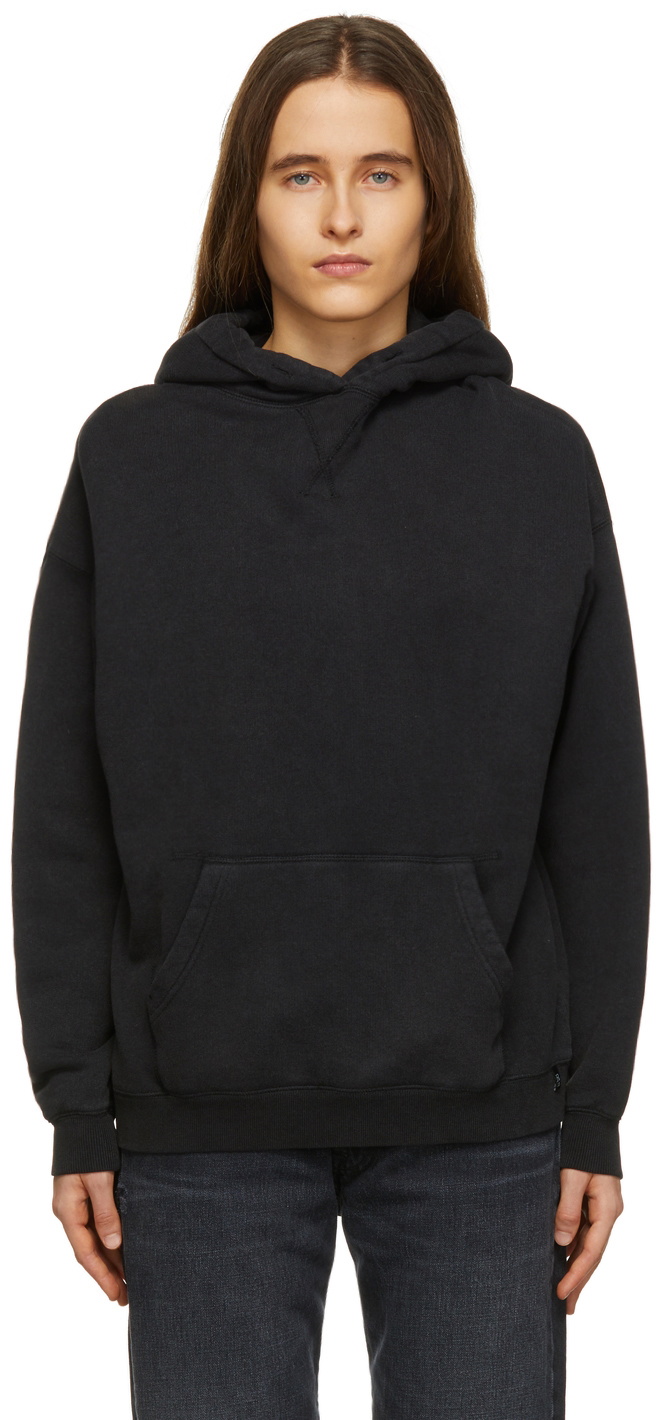 R13 Black Gathered Hood Oversized Hoodie R13