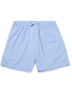 TEKLA - Striped Organic Cotton-Poplin Pyjama Shorts - Blue