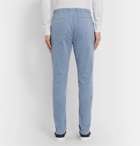 Brunello Cucinelli - Tapered Stretch-Cotton Twill Drawstring Trousers - Blue