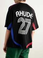 Rhude - Como 1907 Embroidered Printed Cotton-Blend Jersey T-Shirt - Black