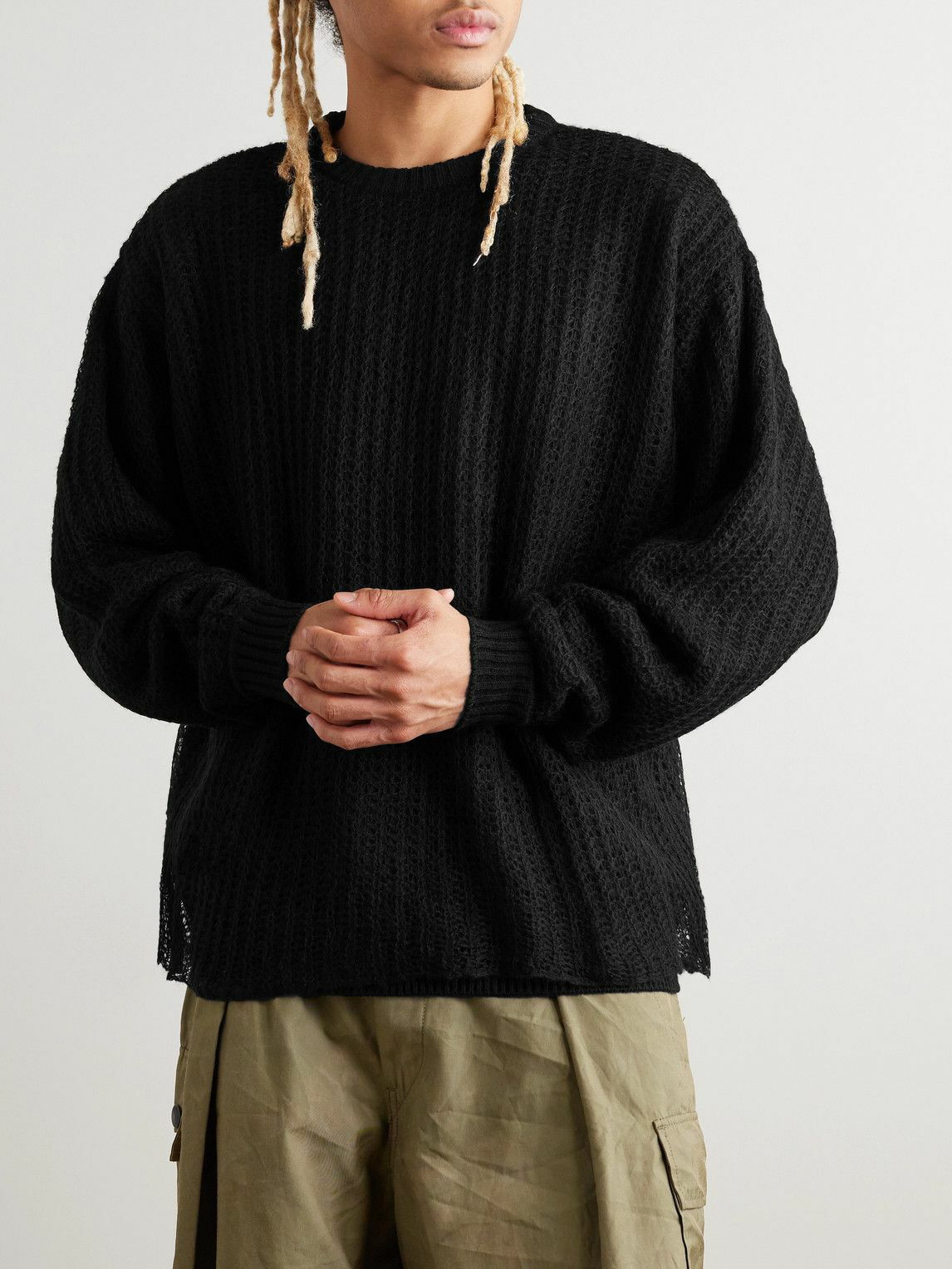 WTAPS - Layered Intarsia-Knit Sweater - Black WTAPS