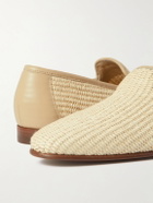 Manolo Blahnik - Mario Leather-Trimmed Raffia Loafers - Neutrals