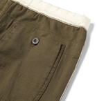 Beams Plus - Slim-Fit Tapered Grosgrain-Trimmed Cotton-Blend Twill Drawstring Trousers - Green