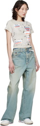 Maison MIHARA YASUHIRO Taupe Embellished Sticker Mini T-shirt