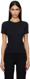 LESET Black Pointelle Slim Fit T-shirt