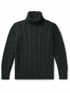 Inis Meáin - Cable-Knit Donegal Merino Wool and Cashmere-Blend Rollneck Sweater - Black