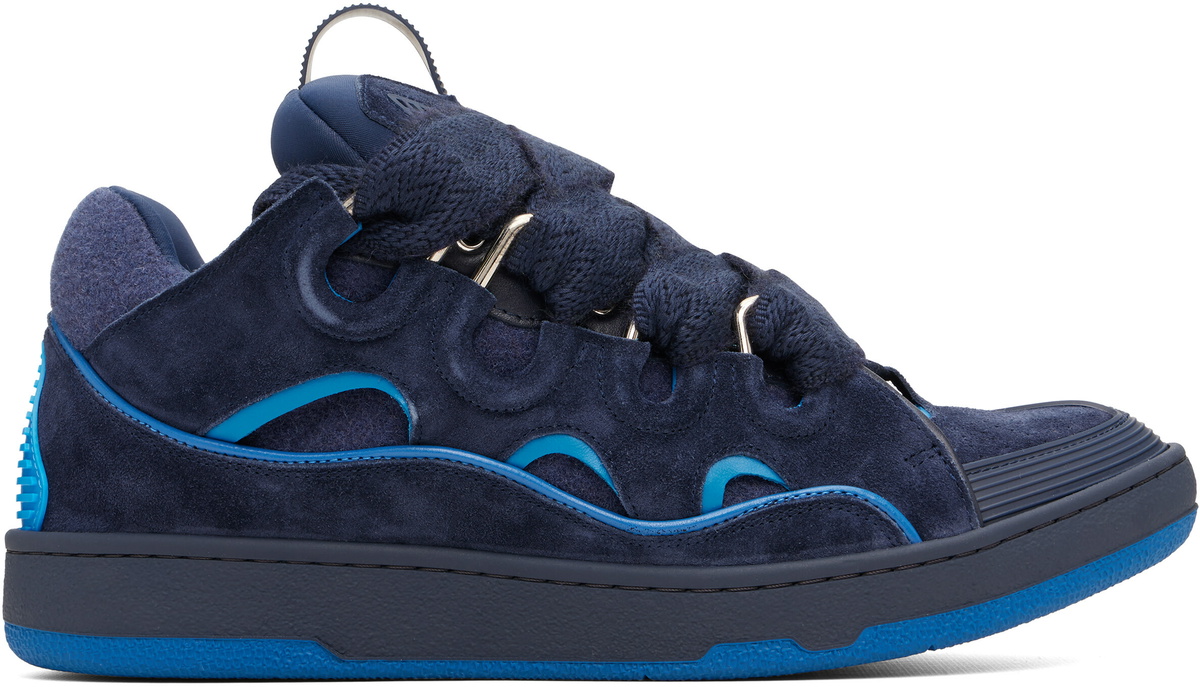 Lanvin Navy Curb Felt Sneakers
