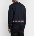 Thom Browne - Embroidered Loopback Cotton-Jersey Sweatshirt - Blue